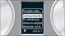 Painel de instrumentos: Menu de funções do veículo